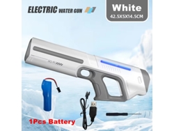 Pistola de agua eléctrica con succión automática, chorro potente, juguete de playa y verano, para niños y niñas, adultos y niños, color blanco. Aeuzwr