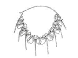 Collar Con Brillantes Diamantes De Imitación Y Cierre De Gancho Y Argolla, Collar De Moda Para Mujer, Blanco Brillante.