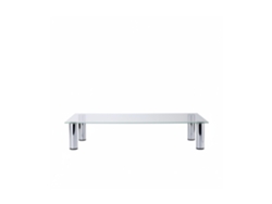 Relaxdays Mueble Tv De Cristal, Mesa Televisión, Vidrio Y Metal, 100 X 35 X 17 Cm, Blanco Y Plateado