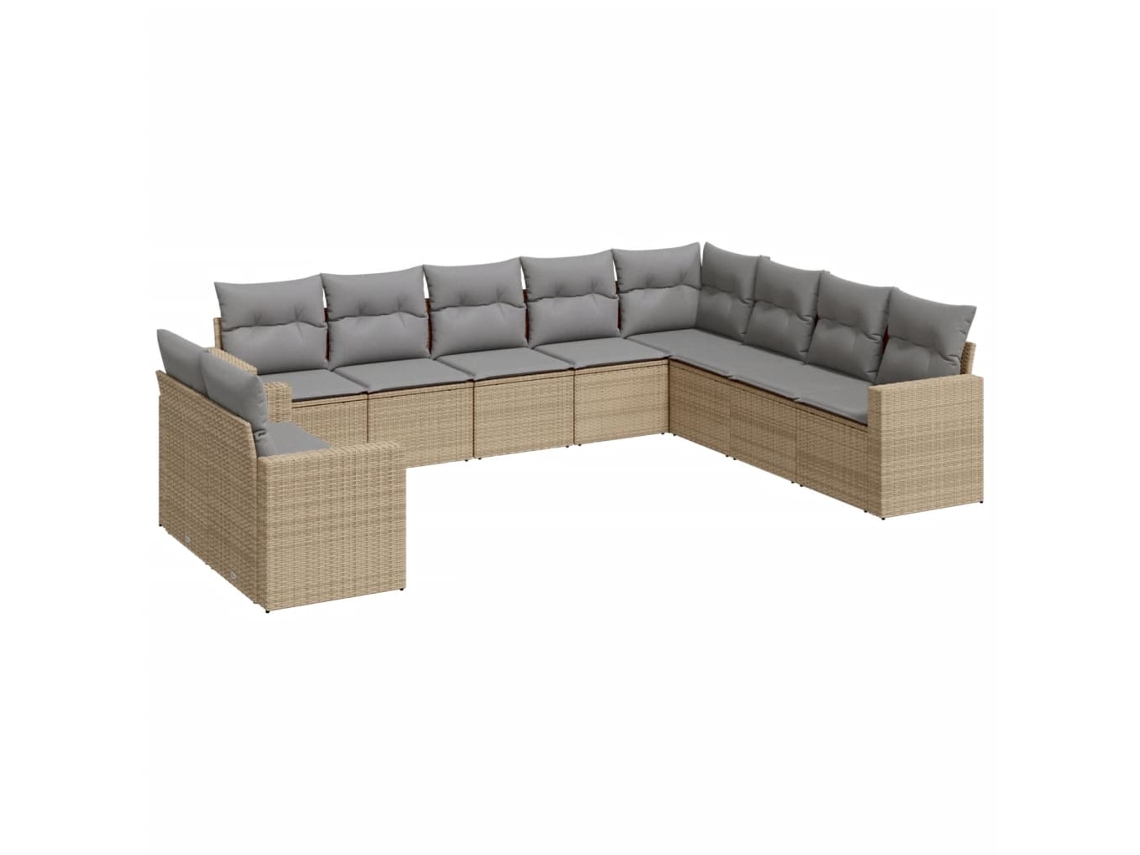 Maison Exclusive - Juego De Sofás Jardín Con Cojines Beige 10 Pzas Ratán Sintético