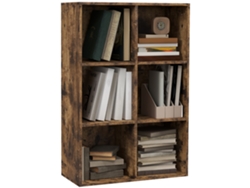 Organizador De 3 Niveles Con 6 Cubos, 65,5 X 30 X 97,5 Cm, Marrón Rústico.