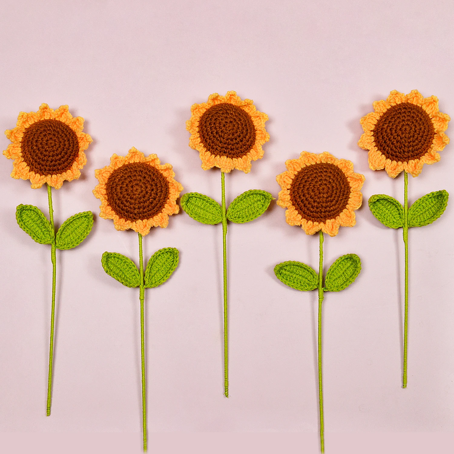 (5 Piezas) Ramo De Girasoles De Ganchillo, Ramo Decorativo De Ganchillo Para Hacer Tú Mismo, Decoración Del Hogar, Ramo De Regalo