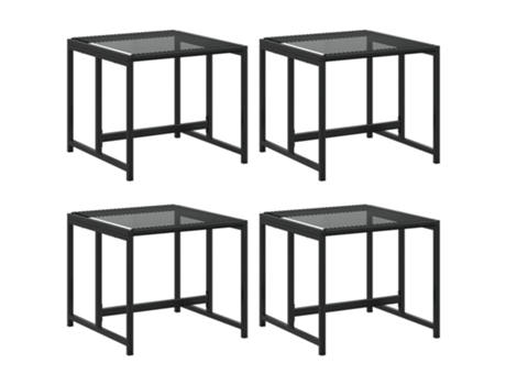 Conjunto 4 Taburete De Jardín VIDAXL Negro Poli Ratán
