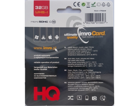 Tarjeta de Memoria Imro 10/32G Uhs-I 32 Gb Microsdhc Clase 10