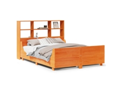 Maison Exclusive - Cama Con Estantería Sin Colchón Madera Maciza Marrón 160x200 Cm