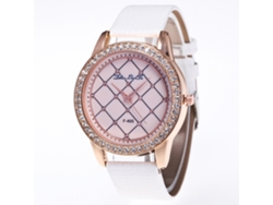 Reloj De Pulsera De Lujo Para Mujer Con Diamantes De Imitación, Esfera De Cuarzo Y Correa De Pu Blanca.