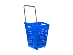Carro de Compra con 2 Ruedas Mango Telescópico Capacidad: 52 Litros Color: Azul Cesta de Compra Portátil Medidas: 390 X 390 X 529 COFAN