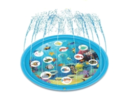 Piscina inflable con rociador de agua. 170 cm de diámetro. Diseño de animales marinos y alfabeto. Presa.