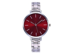 Reloj De Pulsera Casual Unisex De Cuarzo Con Correa De Acero Rojo Brillante