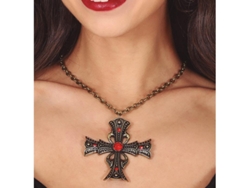 Collar Cruz con Rubí 6 cm