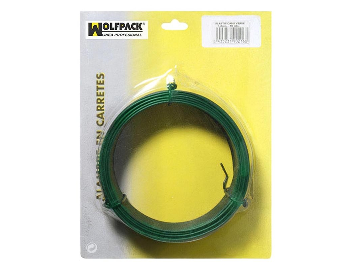Alambre Plastificado 1.2 mm Verde (Rollo 50 metros) WOLFPACK LINEA PROFESIONAL