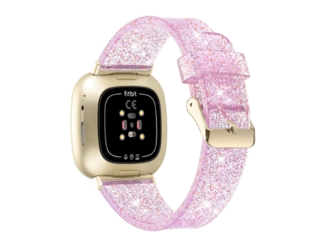 Correa TPU + PU diseño de polvo brillante para Fitbit Versa 3/Sense - rosa