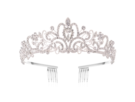 Corona De Adorno Para El Pelo Con Corona De Taladro De Cristal - Un Peine De Cristal [Plata] Corona Con Adorno Para El Pelo De Corona De Taladro De...