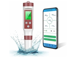MEOIRUERY Medidor de pH Electrónico con Bluetooth 4.1, Probador de Calidad del Agua con ATC, TDS/CE/Temperatura/pH (precisión 0.01), Calibración Automática y Pa