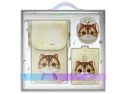 Monedero Nimmy, funda universal para teléfono móvil, color caqui, con ojos grandes, gato