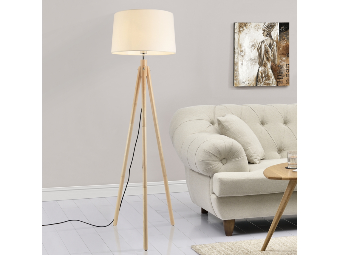 Lámpara de mesa LUX.PRO Blanco/Efecto madera (60 W - E27)