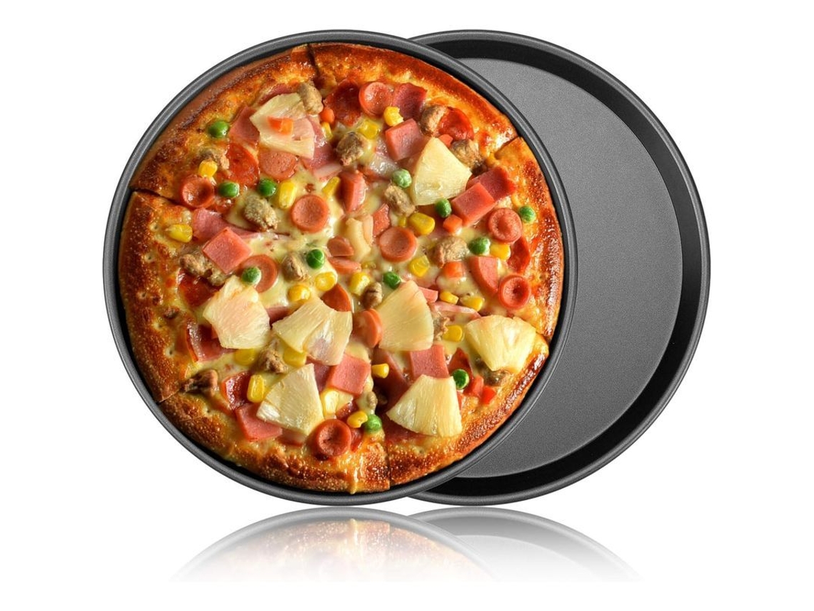 Bandeja Rebe-Tray para hornear pizza antiadherente de 28 cm (11 pulgadas), 2 piezas redondas de acero al carbono para horno, pasteles y galletas.