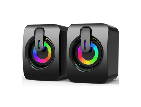 Altavoz Mini Ecelen para Computadora de Escritorio con Subwoofer Ideal para Uso Doméstico Color Negro con Iluminación