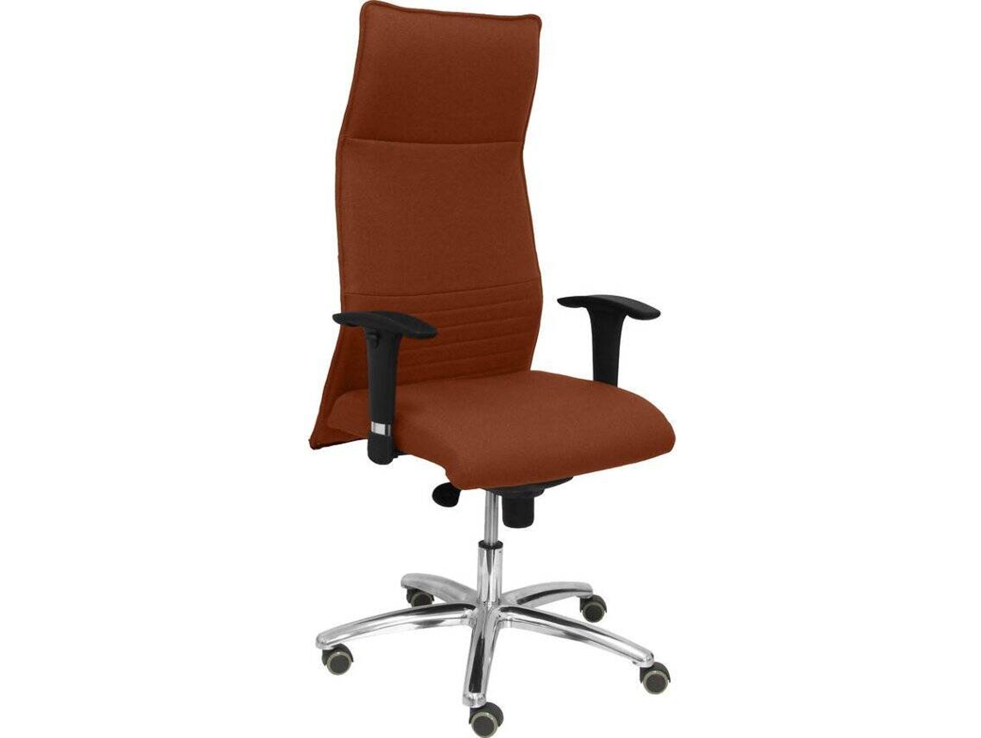 Silla de Escritorio Ejecutiva PYC Albacete XL Marrón con ruedas de parqué (Brazos ajustables - Tejido)