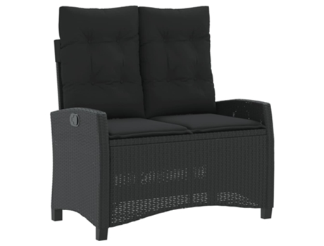 Sillón reclinable de jardín VIDAXL con cojines ratán sintético negro