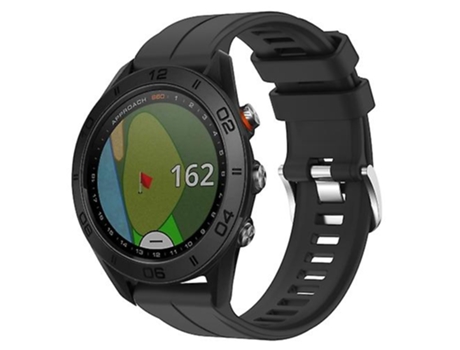 Correa para Garmin Approach S60 22 mm Correa de reloj de silicona de color sólido negro VENISYMLIS