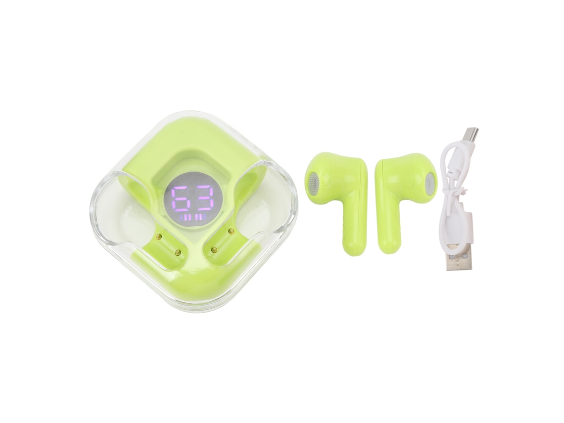 Auriculares Inalámbricos Bluetooth Con Certificación Ip54 De Resistencia Al Agua Y Graves Profundos Para Deportes, Con Indicador De Batería Verde.
