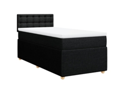 Maison Exclusive - Cama Box Spring Con Colchón Tela Negro 100x200 Cm