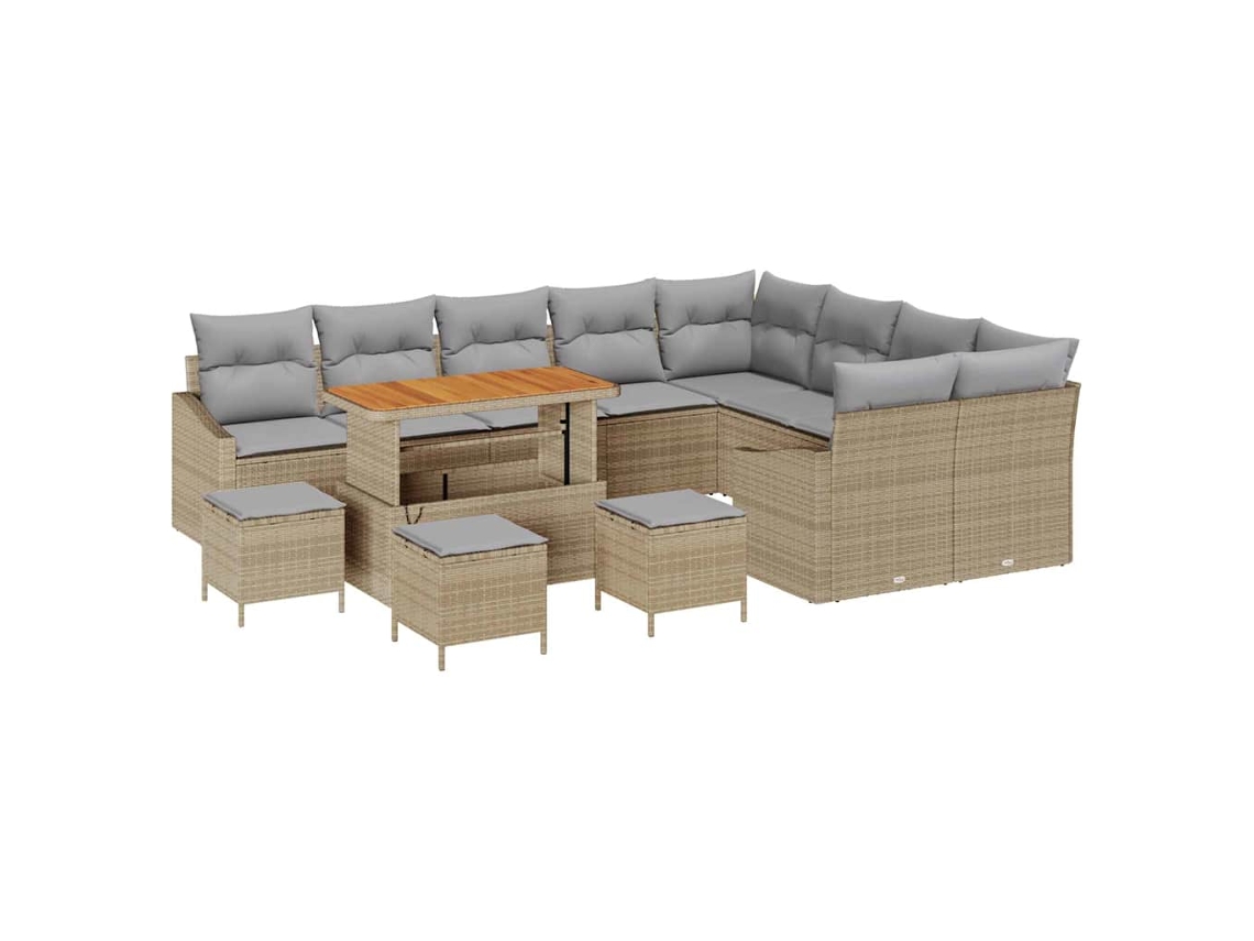 Maison Exclusive - Juego de sofás de jardín de ratán sintético beige de 13 piezas