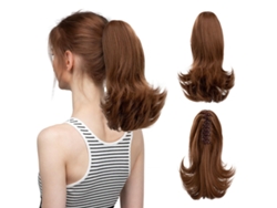 Peluca, extensión de cola de caballo con clip para mujer, microrizada (estilo 10/30 cm) Gertiz