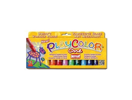 Barra Gouache Sólido Instantáneo Escolar Caja de 12 Colores Surtidos
