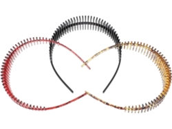 Lot De 3 Diademax En Plástico Oxford U, Multi-dents, Couleurs Negro, Rouge Clair Y Marron Clair,