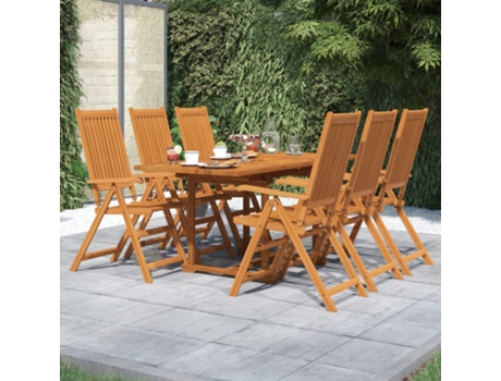 Conjunto 7 de comedor de jardín VIDAXL madera maciza de acacia