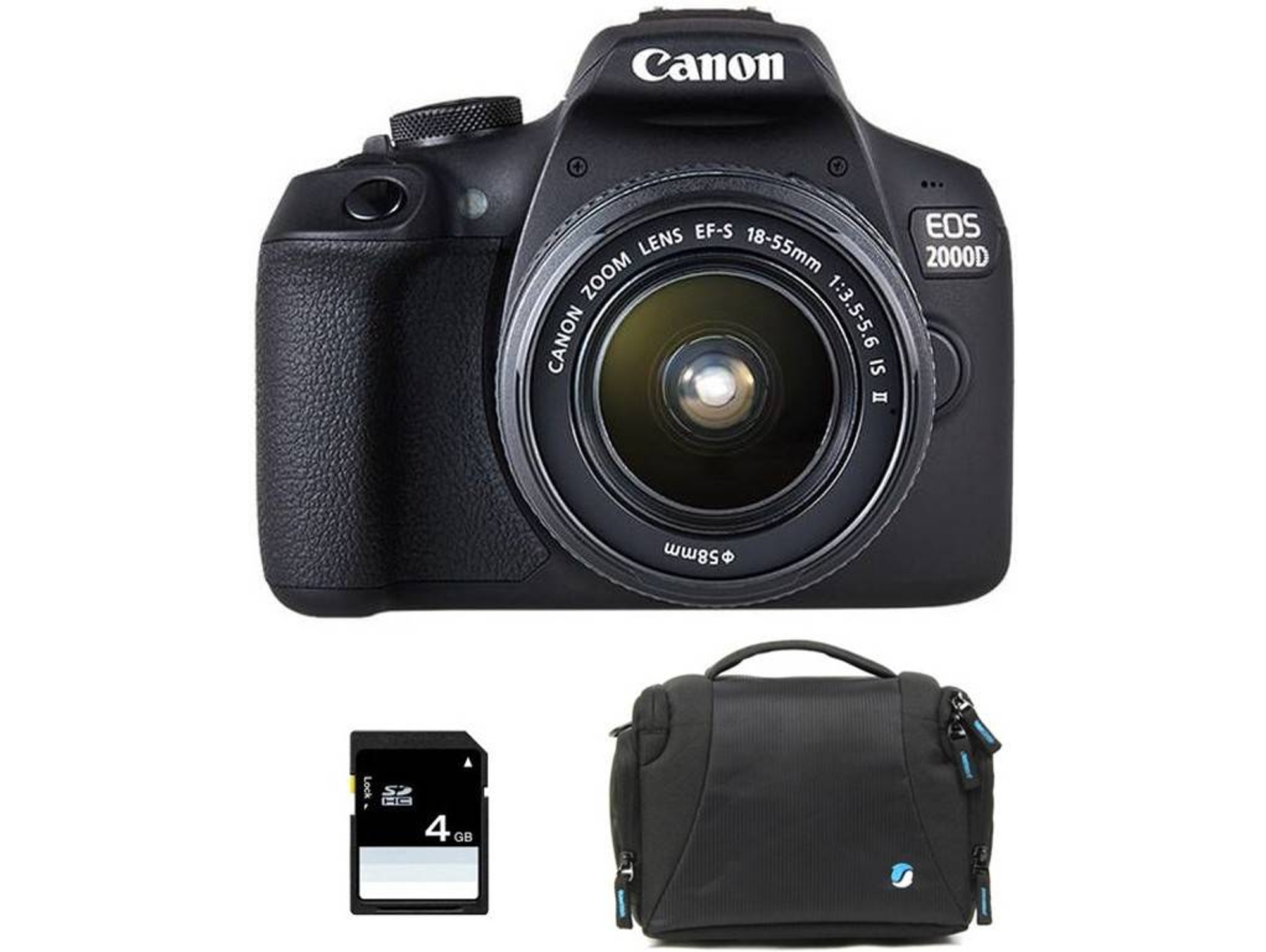 Kit Cámara Réflex CANON EOS 2000D + 18-55 IS II + Bolsa + SD 4Go