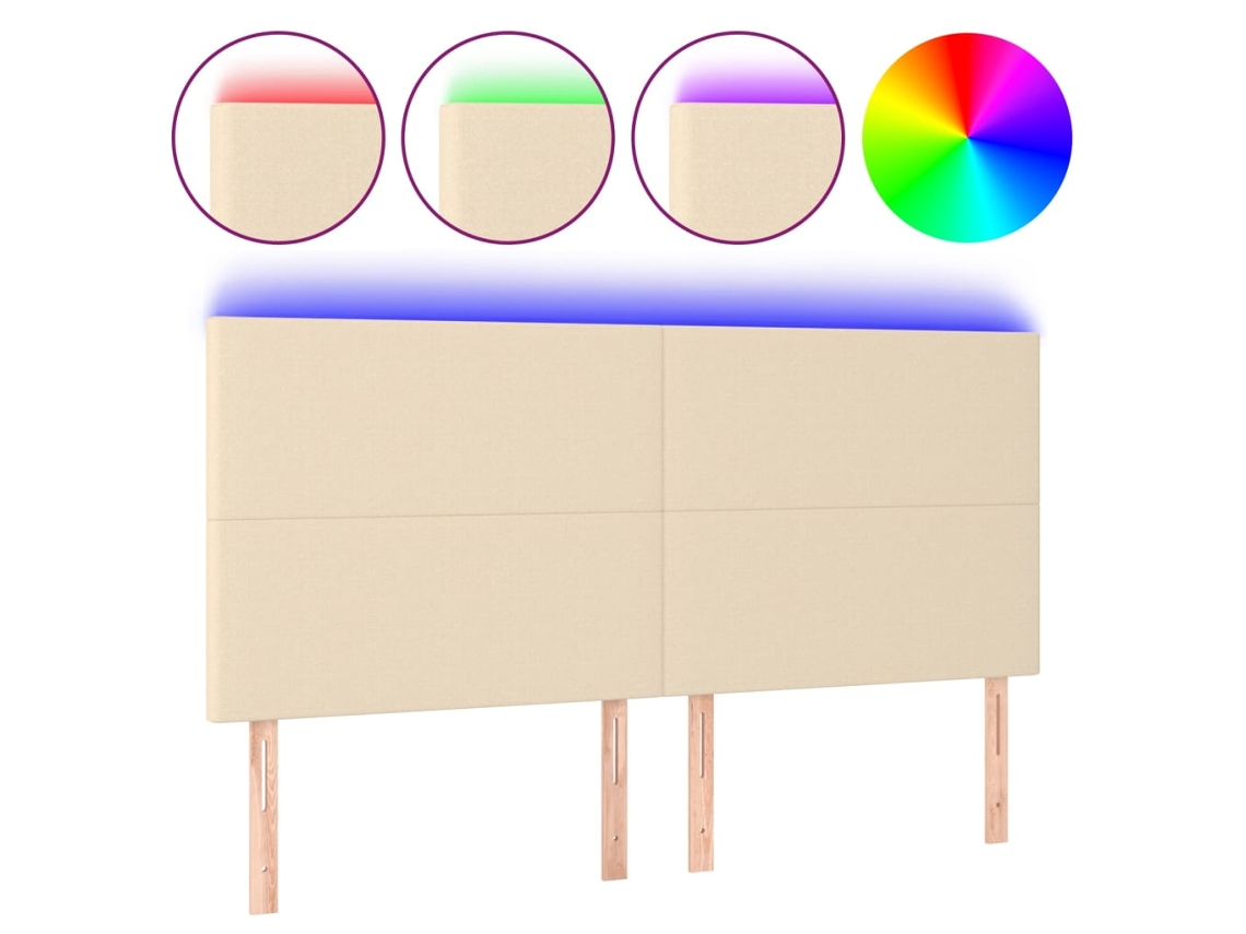 Cabecero Con Led VIDAXL Crema Tela (160x5x128 cm)