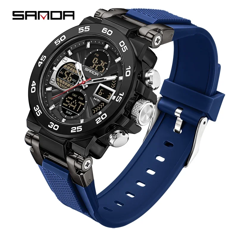Reloj multifuncional MDUG para hombre con cronógrafo, alarma y doble pantalla.