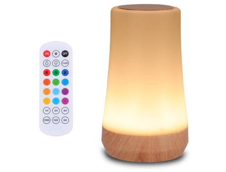 Lámpara de mesita de noche táctil, 13 colores RGB y 5 brillos, lámpara de escritorio recargable por USB, luz regulable con control remoto con cambi...