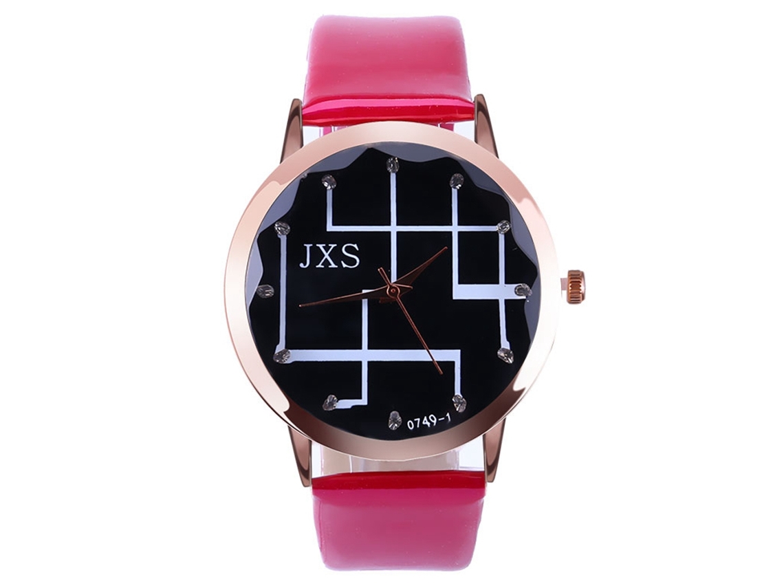 Reloj De Pulsera Zhoulianfa Para Mujer Con Líneas Geométricas Y Correa De Piel Sintética Rosa.