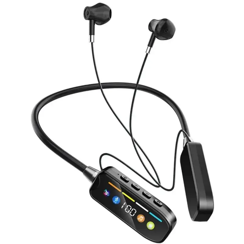 Auriculares Inalámbricos Tws Bluetooth 5.4, Pantalla De Visualización, Resistentes Al Agua, Compatibles Con Tarjeta Tf, Estilo Banda Para El Cuello