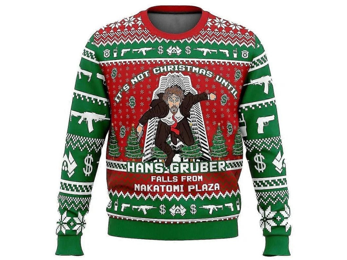 Suéter De Navidad Ugly Santa Claus Hans Gruber Nakatomi Plaza Die Hard Para Hombres 3d Pullover Regalo Xl