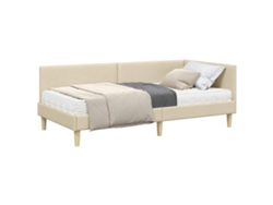 Syfax™ Estructura De Cama Esquina Con Colchón Otro 2 Pcs Crema Tela