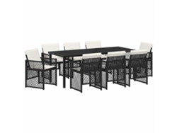 Maison Exclusive - Conjunto De Comedor De Jardín 9 Pcs Negro Ratán Sintético
