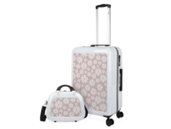 Juego De Maletas Pc SKPAT Niza blanco-margaritas rosa (45X68x26 Cm)