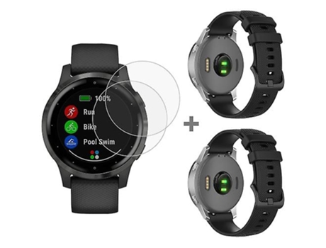 Correa De Reloj Inteligente Para Garmin Vivoactive 4S 2 Piezas Con Película De Vidrio Templado Negro De 2 Piezas VENISYMLIS
