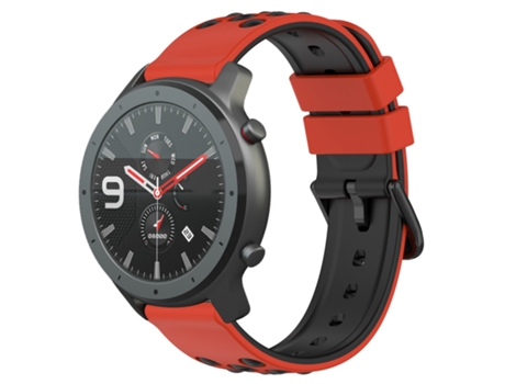 Correa smartwatch para Amazfit GTR 47mm 22mm silicona porosa bicolor (rojo + negro)