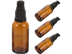 Conjunto De 4 Frascos De Vidro Âmbar Com Bomba Dosadora De 30 Ml