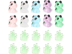 Adorables Figuritas Miniatura De Pandas Luminosos De Bambú, Hechas De Resina, Ideales Para Manualidades Y Adornos De