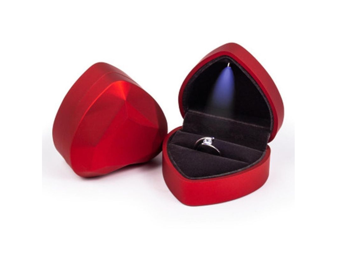 Caja Para Anillos Con Forma De Corazón Con Luz Led Para Joyería, Organizador, Regalo De Compromiso/boda