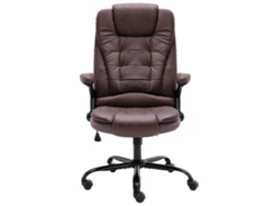 Silla De Oficina | Silla De Trabajo | Silla De Escritorio De Piel De Ante Sintética Marrón Oscuro Wsd188981