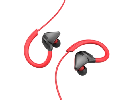 Auriculares con cable Gancho para la oreja Aislamiento de ruido Auriculares universales con monitor HiFi de 3,5 mm para transmisión en vivo-Rojo