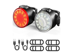 Conjunto Luz Bicicleta Delantera/trasera 6modos Ipx5 Negro Yizhood